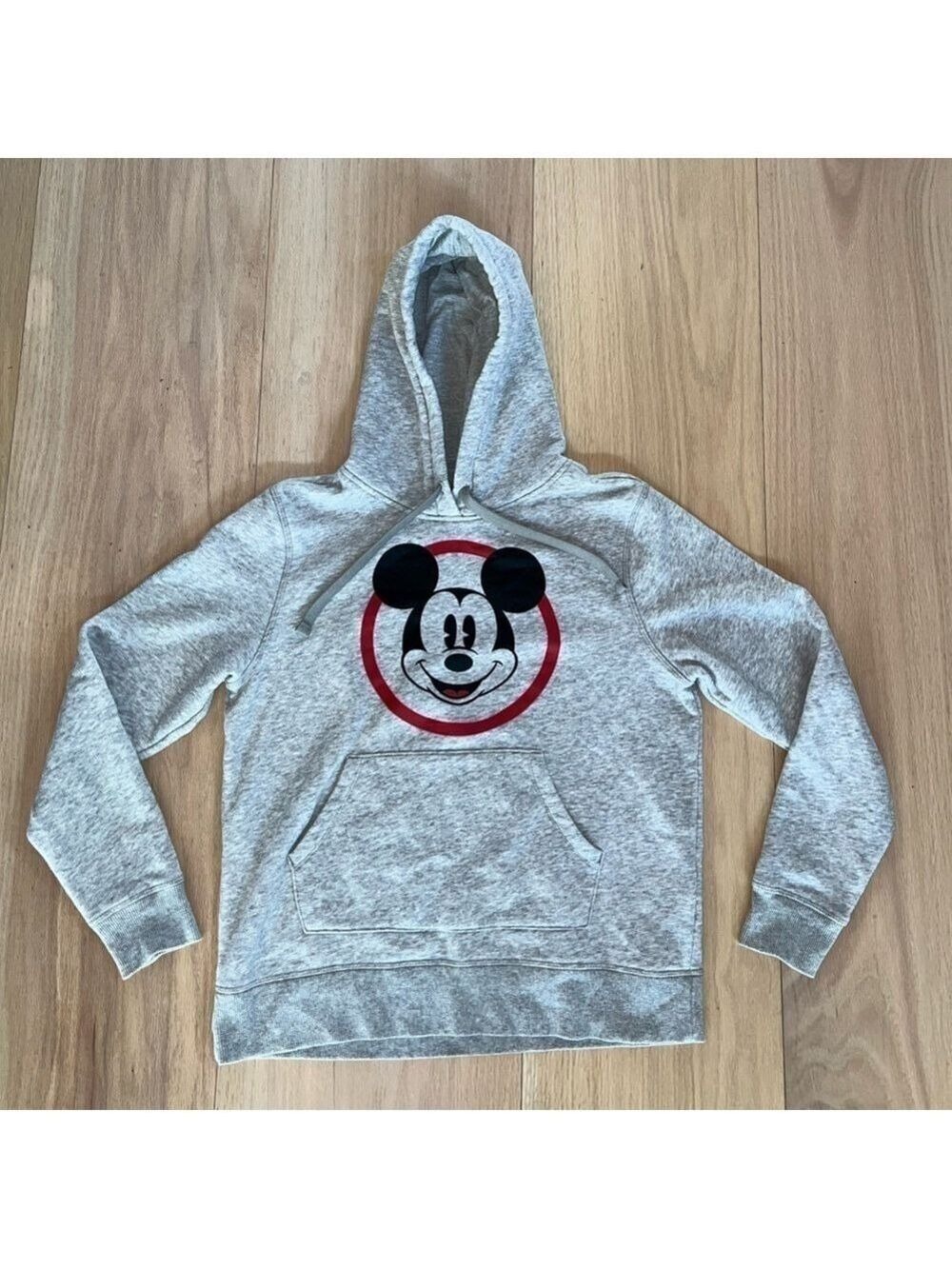 Disney Gray And Red Mickey Mouse Sweatshirt Hoodie Size Medium